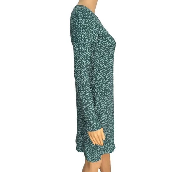 American Eagle Floral Long-Sleeve Mini Dress Green/Teal size S cotton - Picture 3 of 8
